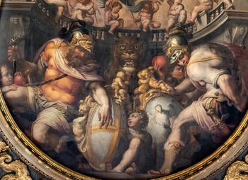 Giorgio Vasari, Allégories des quartiers de Santa Croce et Santo Spirito, Plafond de la Salle des Cinq-Cents du Palazzo Vecchio à Florence.