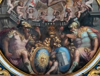 Giorgio Vasari, Allégorie des quartiers de Santa Maria Novella et San Giovanni, Plafond de la Salle des Cinq-Cents du Palazzo Vecchio à Florence.