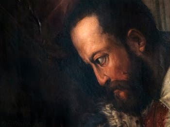 Giorgio Vasari et Giovanni Stradano, Le Duc Cosme Ier de Médicis étudie la prise de Sienne, au plafond de la Salle des Cinq-Cents du Palazzo Vecchio à Florence en Italie