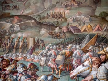 Giorgio Vasari, Guerre de Sienne et prise du port d'Ercole, Salle des Cinq-Cents du Palazzo Vecchio à Florence en Italie