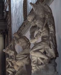 Vincenzo de Rossi, Hercule capture le Sanglier d'Érymanthe, salle des Cinq-Cents du Palazzo Vecchio à Florence en Italie