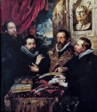 Pierre Paul Rubens, Autoportrait avec son frère Philippe Rubens, Juste Lipse et Jan Woverius, les quatre philosophes, 1612, galerie Palatina Pitti, Florence Italie