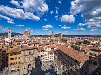 Vues sur Florence depuis la Tour Arnolfo du Palazzo Vecchio à Florence Italie