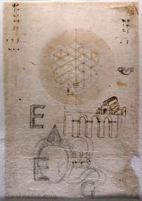 Leonard de Vinci, Bague Médicis et dessins d’architecture, Codex Atlanticus, Ambrosiana Milan