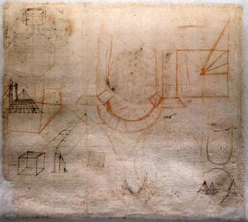 Leonard de Vinci, Dessins d’Arches, Perspectives et études géométriques, structures octogonales, Codex Atlanticus, Ambrosiana Milan
