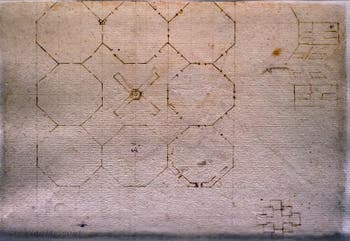 Leonard de Vinci, Étude pour une résidence royale à Romorantin entre deux cours d’eau, Codex Atlanticus, Ambrosiana Milan