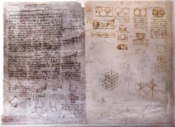 Leonard de Vinci, Quadrature de superficies curvilignes, lunules et dessins d’architecture, c’est la dernière note datée et connue de Léonard de Vinci, Codex Atlanticus, Ambrosiana Milan