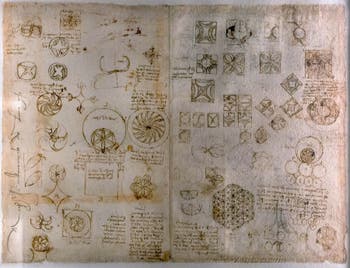 Leonard de Vinci, Lunules et Arcs courbés pour arbalète, Codex Atlanticus, Ambrosiana Milan