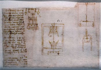 Leonard de Vinci, Mécanisme hydraulique pour une fontaine à Amboise, Codex Atlanticus, Ambrosiana Milan