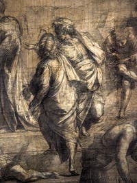 Raphaël Sanzio, Croquis préparatoire de l'école d'Athènes à la pinacothèque Ambrosiana de Milan