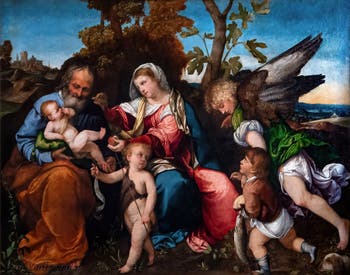 Bonifacio Veronese, Sainte Famille avec saint Jean-Baptiste, Tobie et l’Archange Raphaël, à la Pinacothèque Ambrosiana à Milan