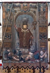 L’Étendard de la Ville de Milan avec saint Ambroise au Château Sforza à Milan en Italie