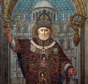 L’Étendard de la Ville de Milan avec saint Ambroise au Château Sforza à Milan en Italie