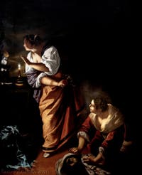Artemisia Gentileschi, Judith et sa servante avec la tête d'Holopherne, musée Capodimonte à Naples en Italie