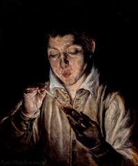 Le Greco, El Soplón, Jeune Garçon soufflant sur un tison, musée Capodimonte à Naples en Italie