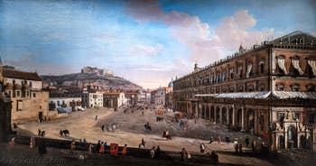 Gaspar Adriaensz Van Wittel dit Vanvitelli, Vue de Naples avec le Palais Royal, le Largo di Palazzo, Gallerie d'Italia Zevallos à Naples en Italie