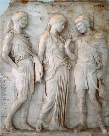Orphée, Eurydice et Hermes, Herculanum, musée archéologique de Naples en Italie