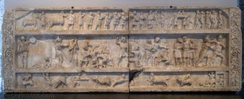 Jeux dans l'amphithéâtre, Nécropole de la porte de Stabia, Pompéi, musée archéologique de Naples en Italie