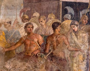 Fresque Achille et Briséis, Pompéi, Casa del Poeta Tragico, Musée Archéologique de Naples
