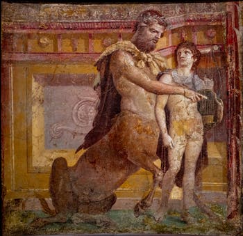 Fresque Achille et Chiron, Herculanum, Basilica, Musée Archéologique de Naples