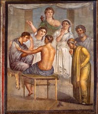 Fresque L'oracle prédit la mort d'Admète, Herculanum, Basilica, Musée Archéologique de Naples