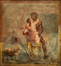 Les amours de Polyphème et de Galatée, Casa Capitelli Colorati, Pompéi, musée archéologique de Naples en Italie