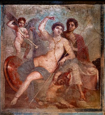 Fresque Arès et Aphrodite, Pompéi, Casa delle Nozze di Ercole, Musée Archéologique de Naples