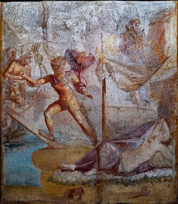 Fresque Thésée qui abandonne Ariane, Pompéi, Casa Caecilius Lucundus, Musée Archéologique de Naples