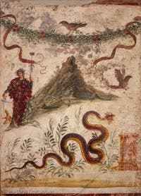 Fresque Bacchus et le Vésuve, Pompéi, Casa del Centenario, Musée Archéologique de Naples
