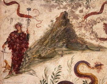 Fresque Bacchus et le Vésuve, Pompéi, Casa del Centenario, Musée Archéologique de Naples