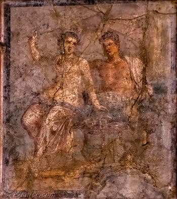 Fresque Les Amants Arès et Aphrodite, Pompéi, Casa di Meleagro, Musée Archéologique de Naples