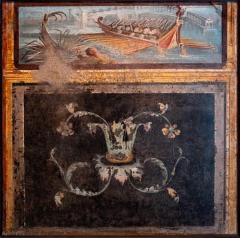 Fresque Bataille navale, Pompéi, Temple d'Isis, Musée Archéologique de Naples