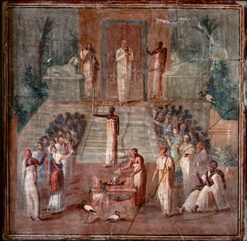 Fresque Culte de l'eau sacrée, Herculanum, Musée Archéologique de Naples