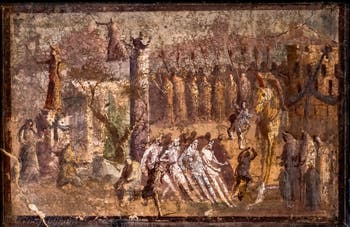 Fresque Le Cheval de Troie, Pompéi, Casa di Cipius Pamphilus, Musée Archéologique de Naples