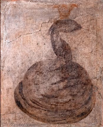 Fresque Cobra sacré, Pompei, Temple d'Isis, Sacrarium, Musée Archéologique de Naples