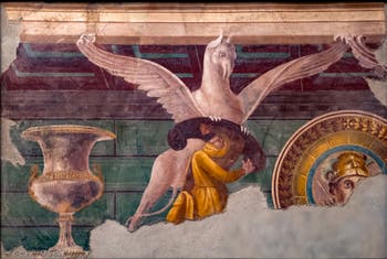 Fresque Lutte entre les griffons et les Arimaspes, Pompei, Villa dei Misteri, Musée Archéologique de Naples