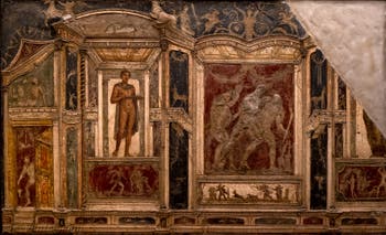 Fresque Dyonisos, Satyres et Nymphes, Pompéi, Casa di Meleagro, Musée Archéologique de Naples