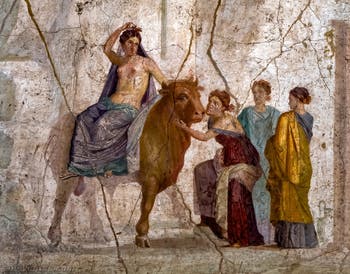Fresque Europe sur le taureau, Pompéi, Casa di Giasone, Musée Archéologique de Naples