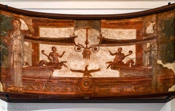 Fresque Sanctuaire avec des cariatides, Herculanum, Augusteum, Musée Archéologique de Naples