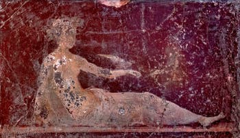Fresque Jeune femme allongée, Stabiae, Villa di Arianna, Musée Archéologique de Naples