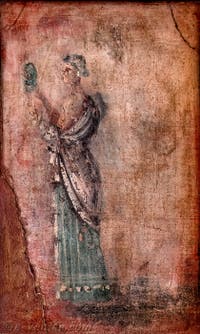 Fresque Femme au miroir, Stabiae, Villa di Arianna, Musée Archéologique de Naples
