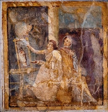 Fresque Femme peintre, Pompéi, Musée Archéologique de Naples