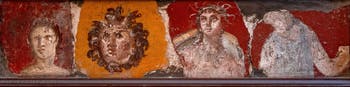 Fresque Visages féminin et gorgone, Stabiae, Villa di Arianna, Musée Archéologique de Naples