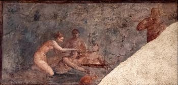 Fresque Hercule et Hylas capturés par les nymphes, Herculanum, Augusteum, Musée Archéologique de Naples