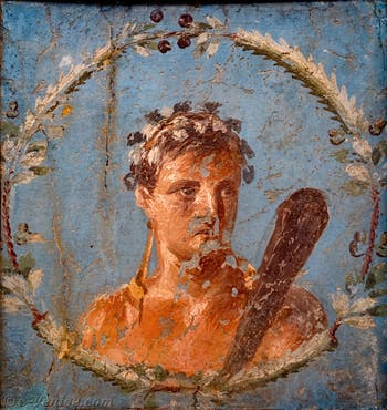 Fresque Hercule couronné avec sa massue, Herculanum, Musée Archéologique de Naples