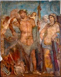 Fresque Hercule et Omphale, Pompéi, Casa Marcus Lucretius, Musée Archéologique de Naples