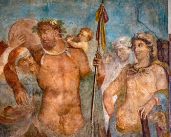 Fresque Hercule et Omphale, Pompéi, Casa Marcus Lucretius, Musée Archéologique de Naples