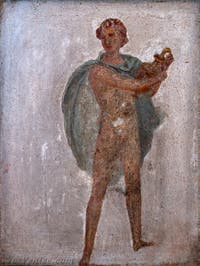 Fresque Jeune homme au vase, Stabiae, Villa di Arianna, Musée Archéologique de Naples