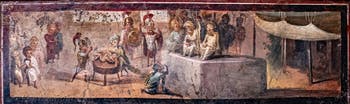 Fresque Le Jugement de Salomon, Pompéi, Casa del Medico, Musée Archéologique de Naples