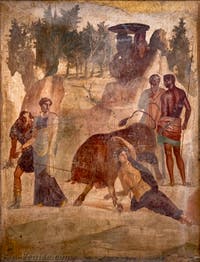 Fresque Supplice de Dircé, Pompéi, Casa Granduca di Toscana, Musée Archéologique de Naples